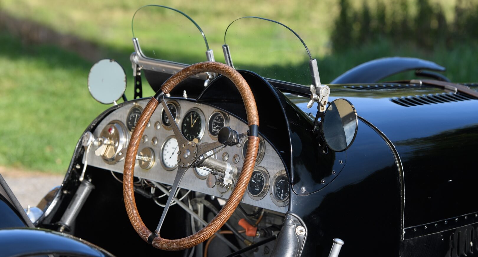 Photo showing inside of classic Amilcar C6 Brooklands Voiturette