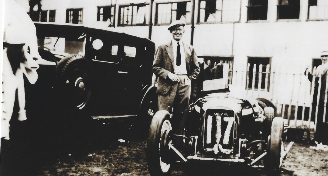 Vintage photos showing owner of a classic Amilcar C6 ‘W.E.Humphreys’ Brooklands Voiturette