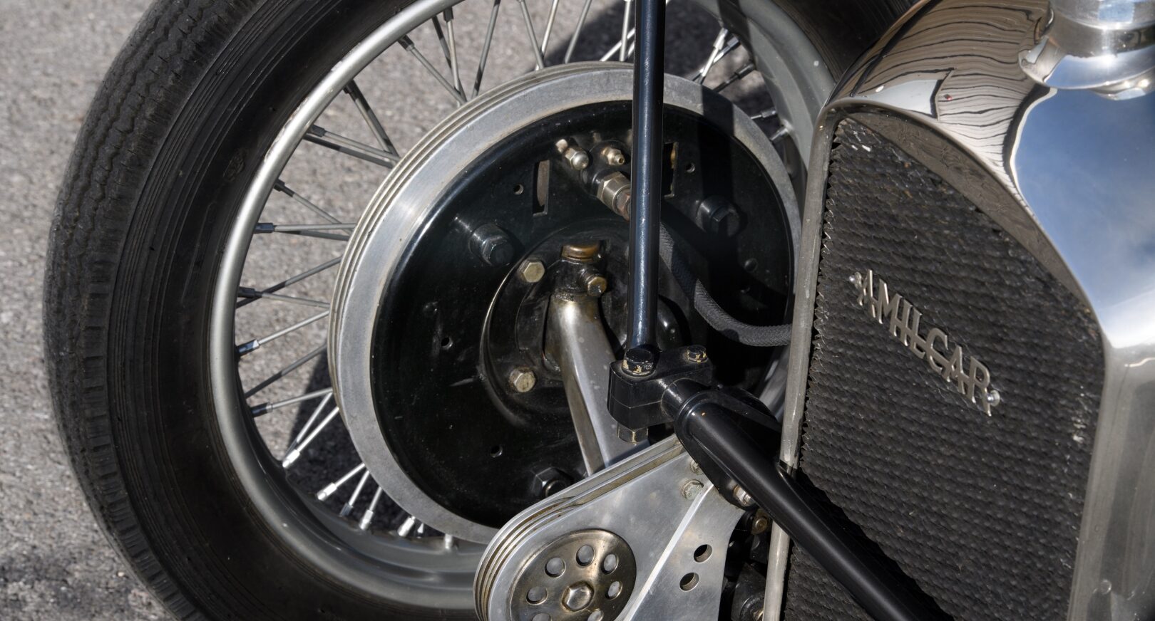 Photo of wheel from 1927 Amilcar C6 ‘W.E.Humphreys’ Brooklands Voiturette