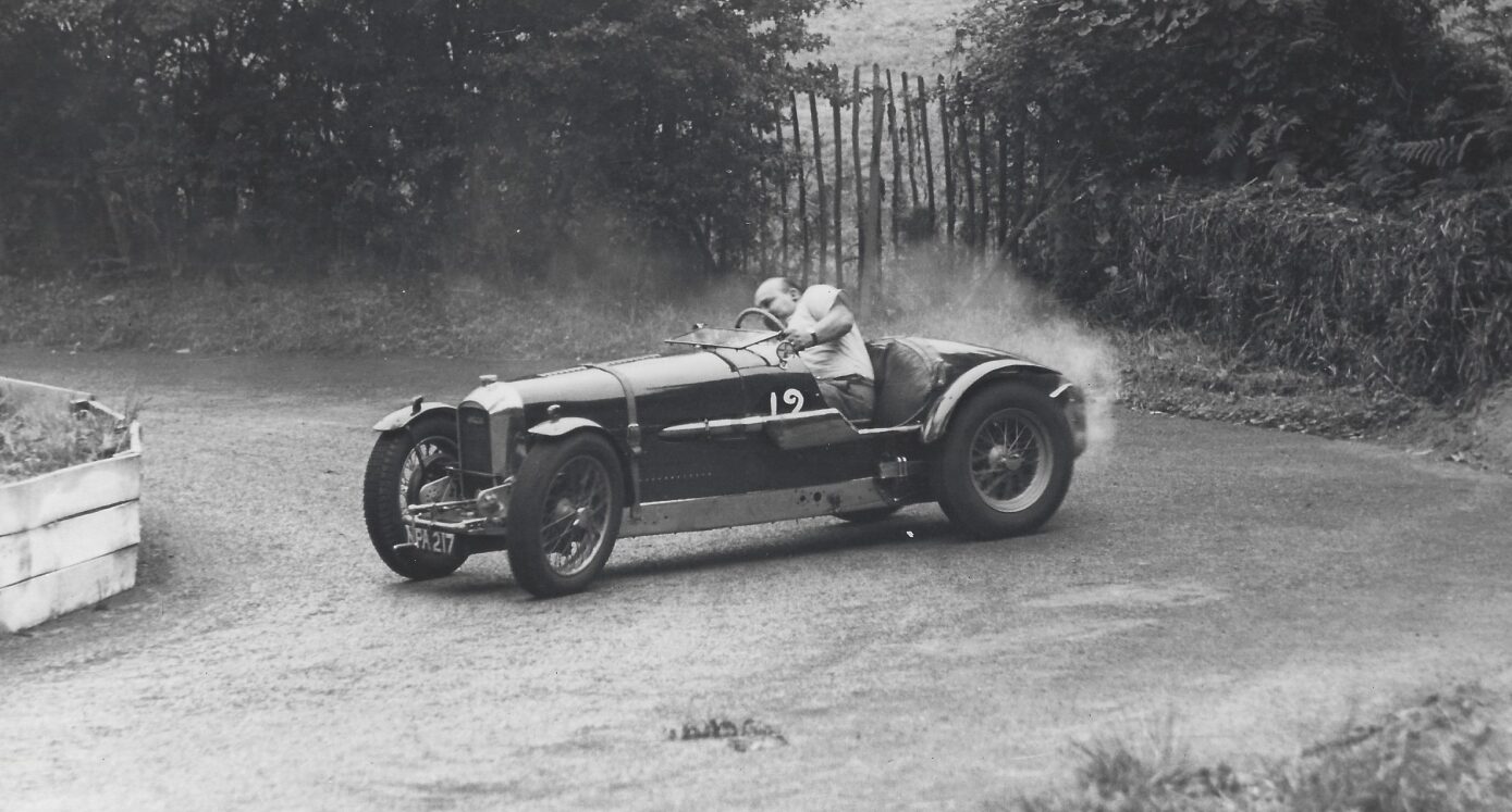 Black and white photo of classic Amilcar C6 Brooklands Voiturette