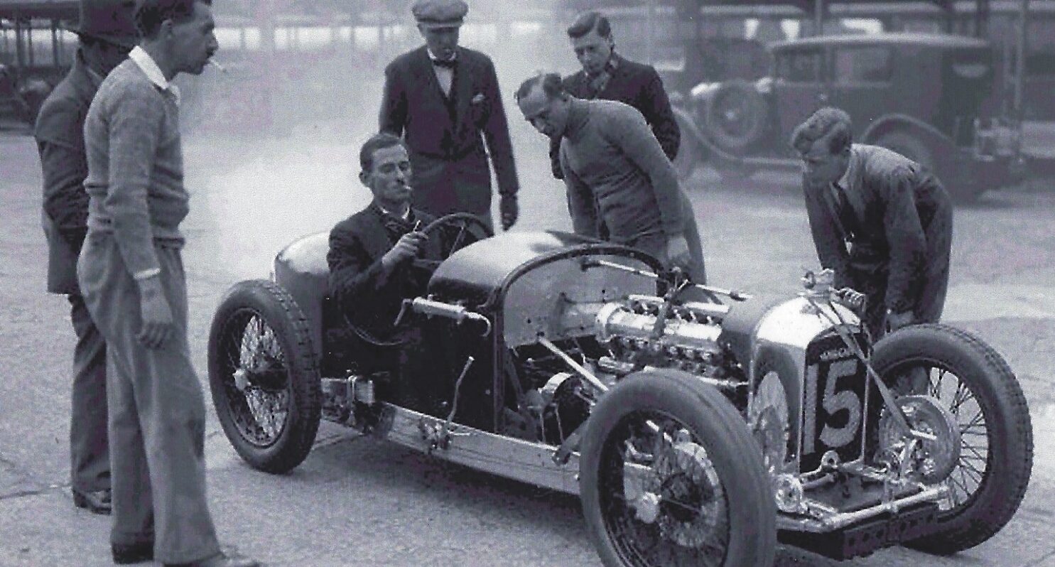 Vintage photo of Amilcar C6 Brooklands Voiturette being raced