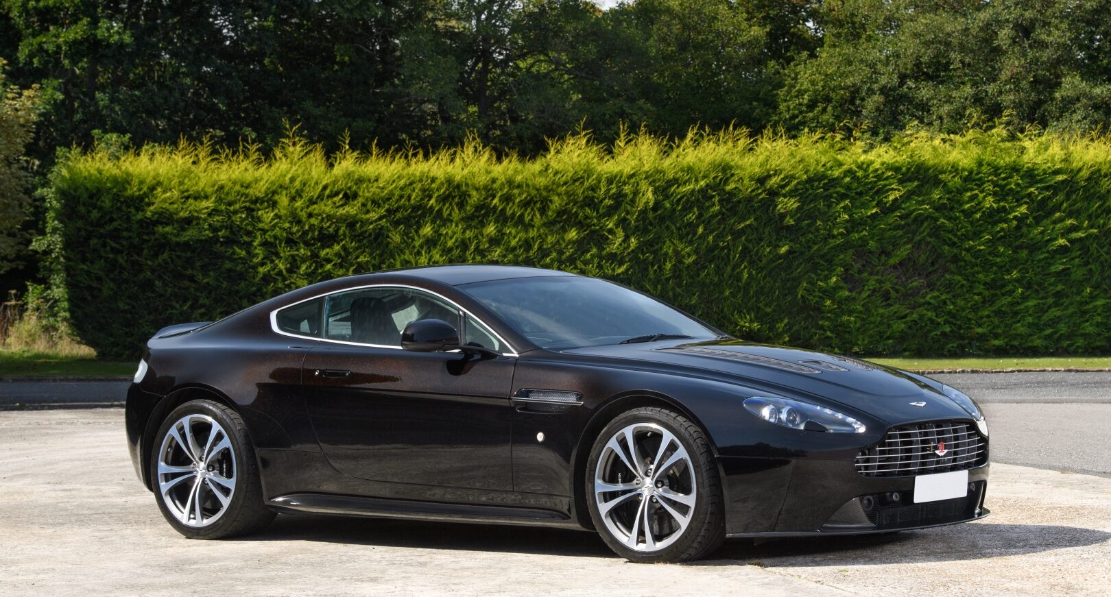 Side view of collectible Aston Martin V12 Vantage