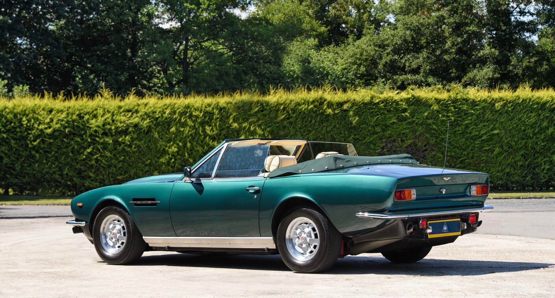 Rear three quarter view of Aston Martin V8 Volante