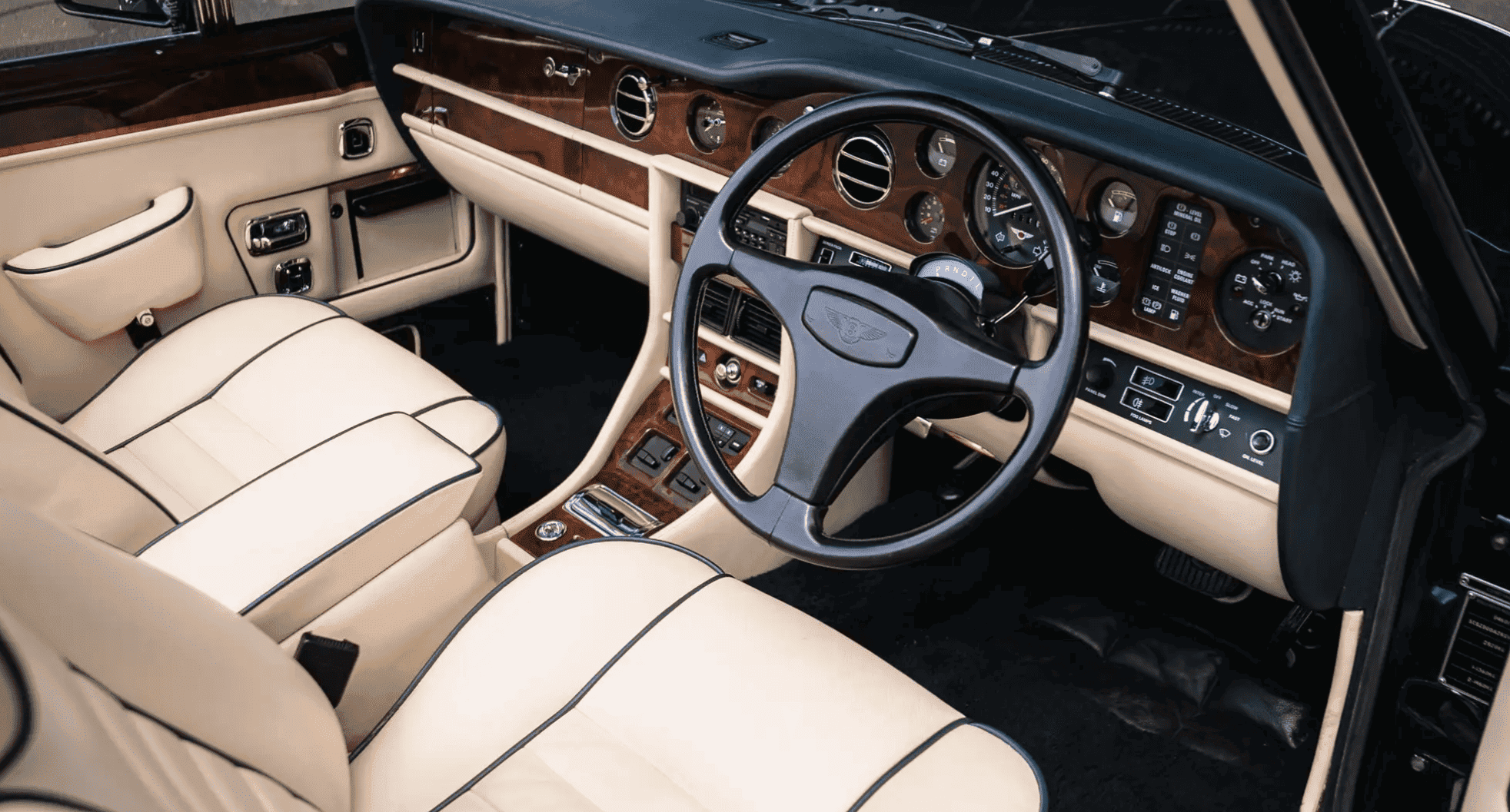Interior of blue 1989 Bentley Continental Convertible