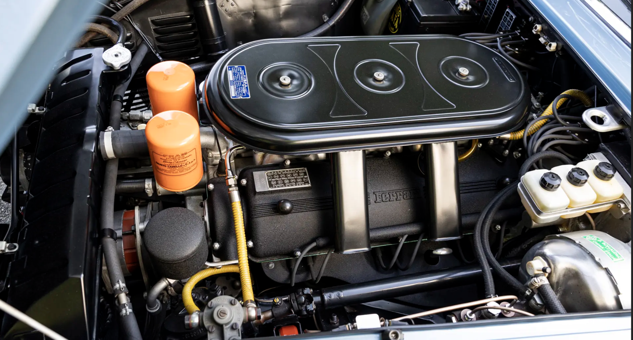 Photo showing engine of 1967 Ferrari 330 GTS convertible