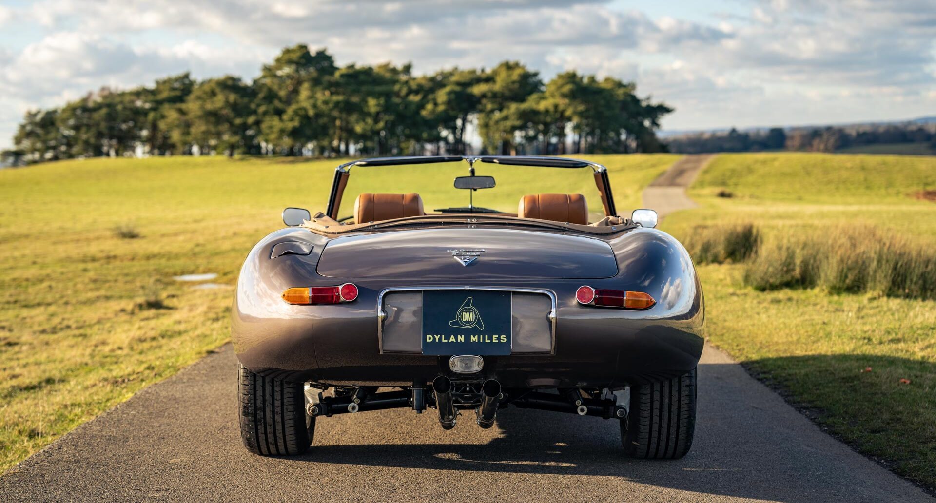 Rear view of collectible 1974 Jaguar V12 E Type Roadster - 6.2 Litre