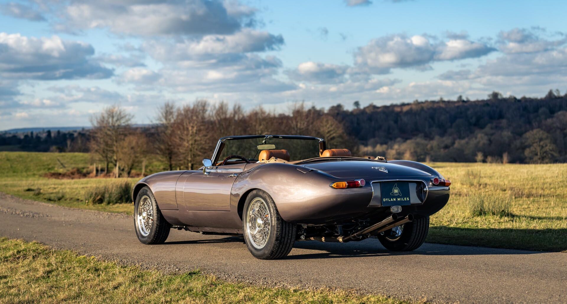 Rear view of classic Jaguar V12 E Type Roadster - 6.2 Litre