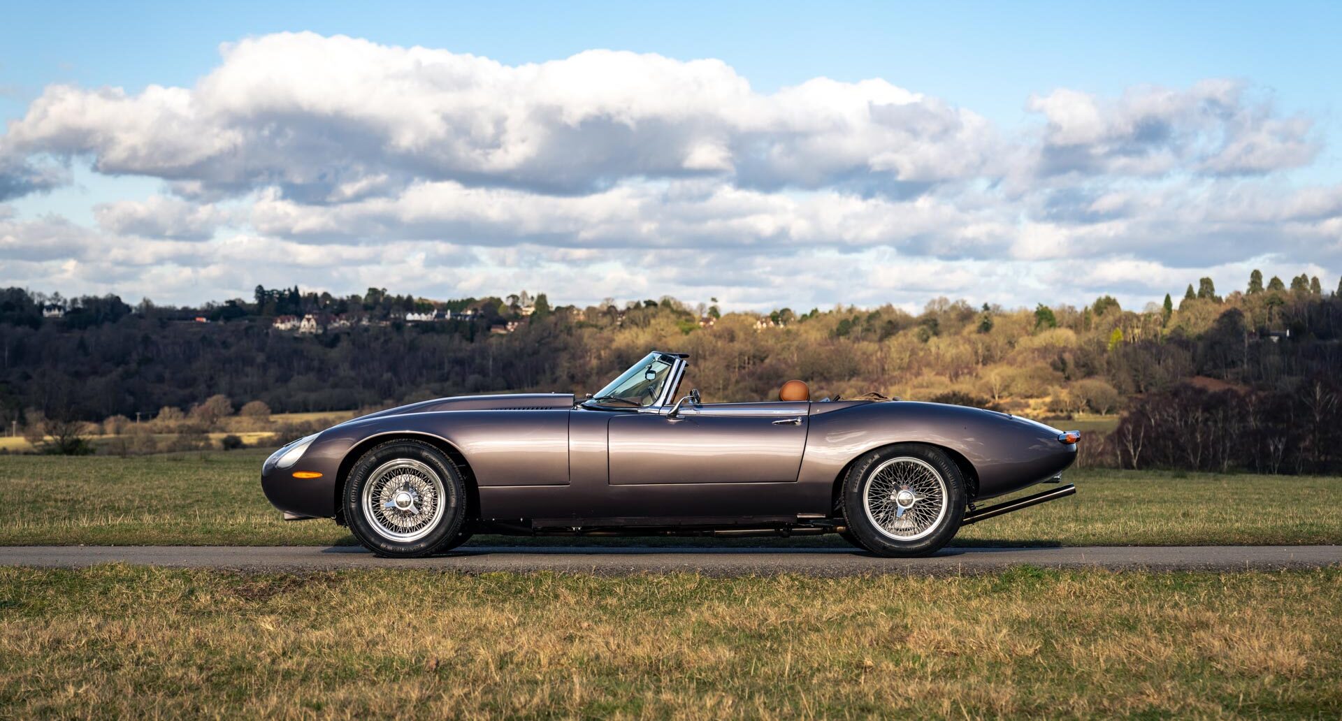 Side view of collectible Jaguar V12 E Type Roadster